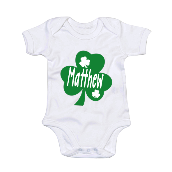 Shamrock babygrow with name