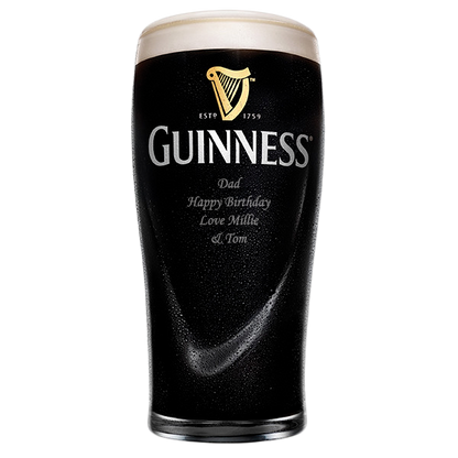 Guinness Infinity Glass Personalised Engraved Custom