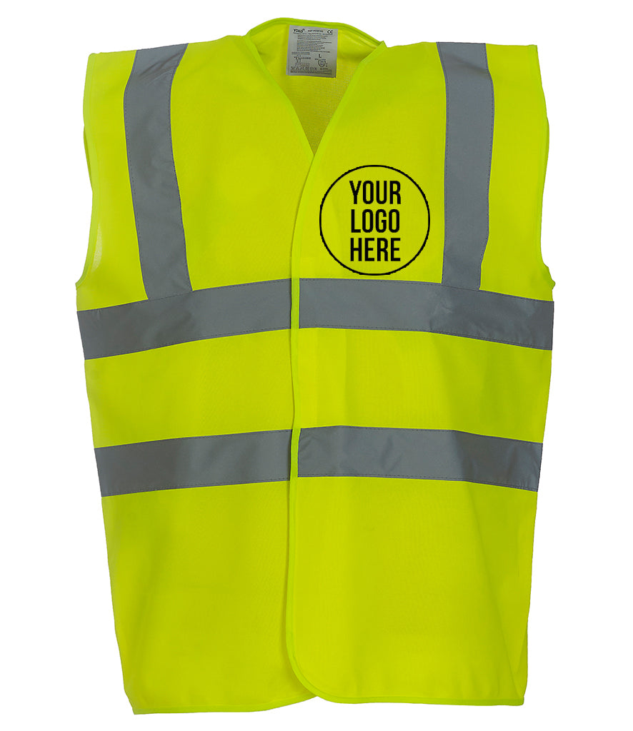Hi Vis Yellow safety vest with customizable logo area 