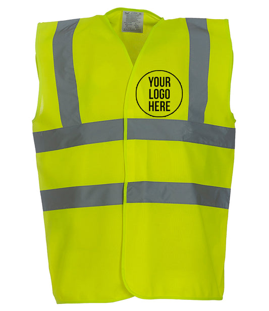 Hi Vis Yellow safety vest with customizable logo area 
