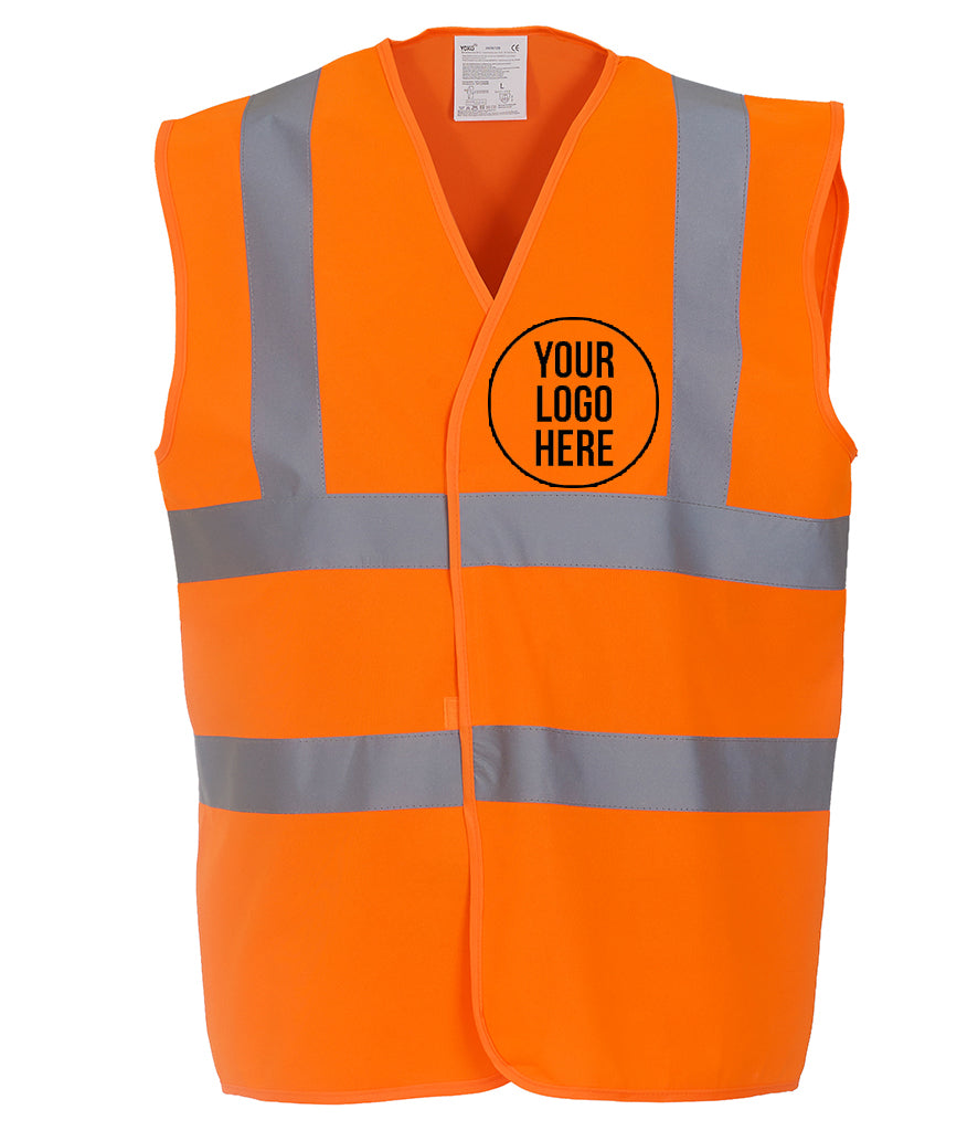 Orange safety vest with customizable logo area HI VIS