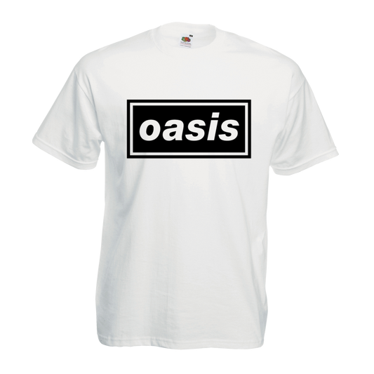 OASIS logo on white tshirt