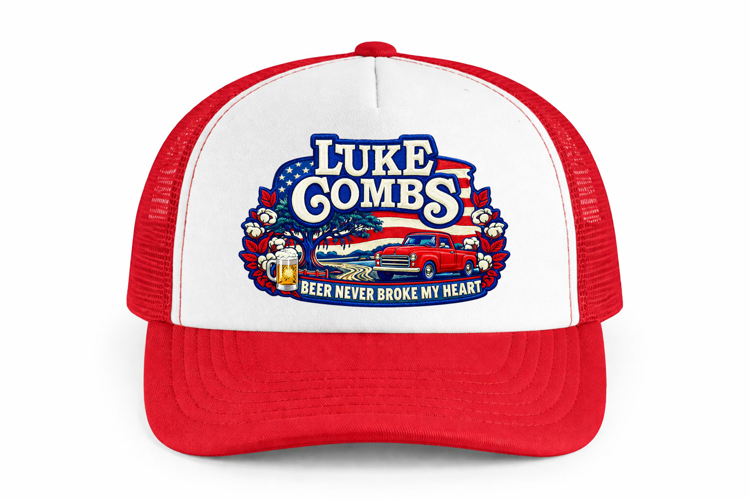 Luke Combs Baseball Trucker Cap Beer Never