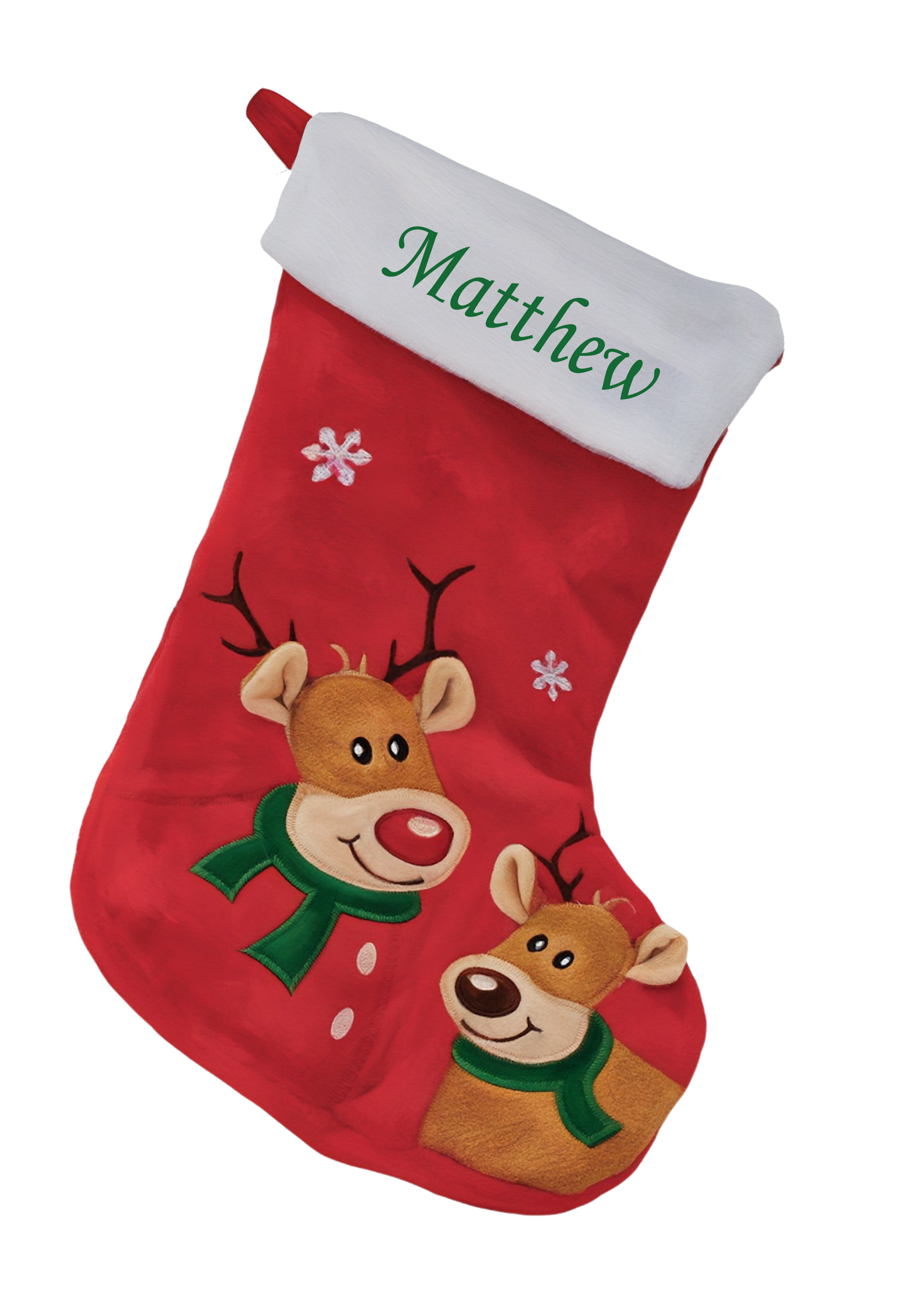 Personalised Christmas Reindeer  Soft Stocking