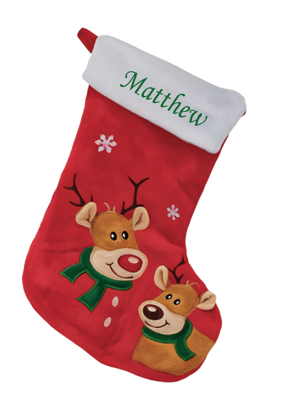 Personalised Christmas Reindeer  Soft Stocking