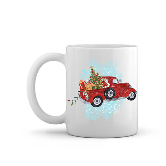 christmas tree red pick up mug