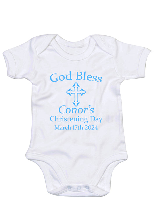 God Bless Christening Baby Gro