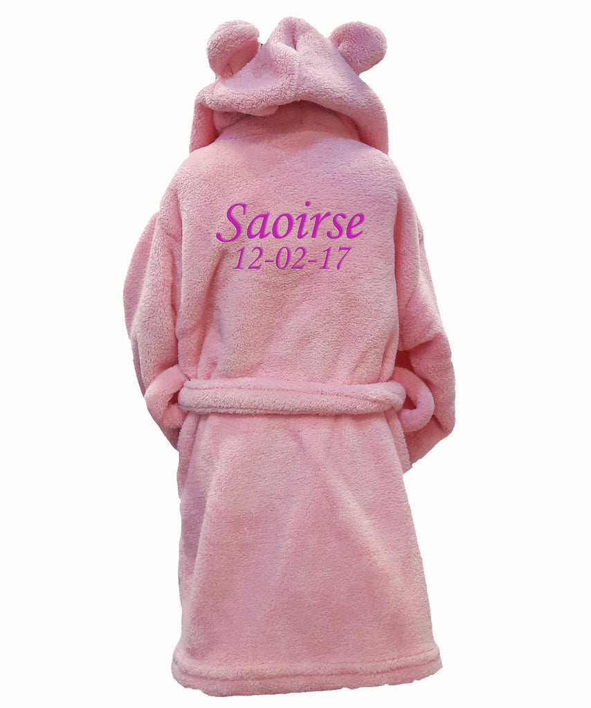 Personalised Pink Baby Bathrobe