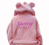 Personalised Pink Baby Bathrobe